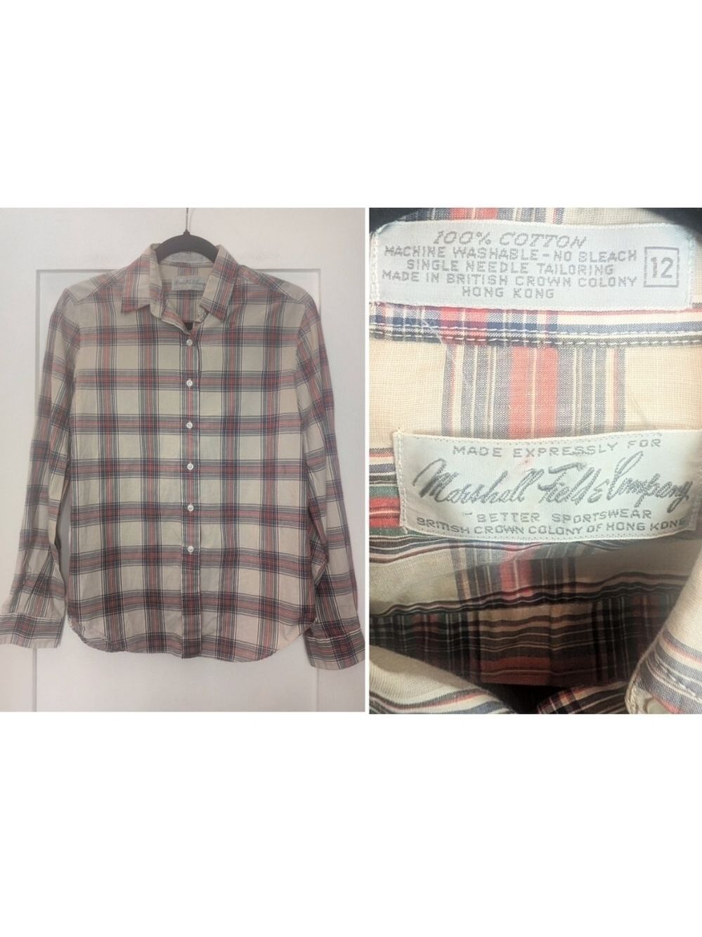 Vintage Marshall Field & Co | Women's Cotton Plaid Top